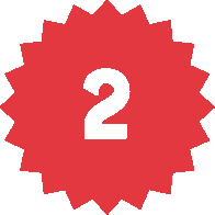 number two inside a red burst