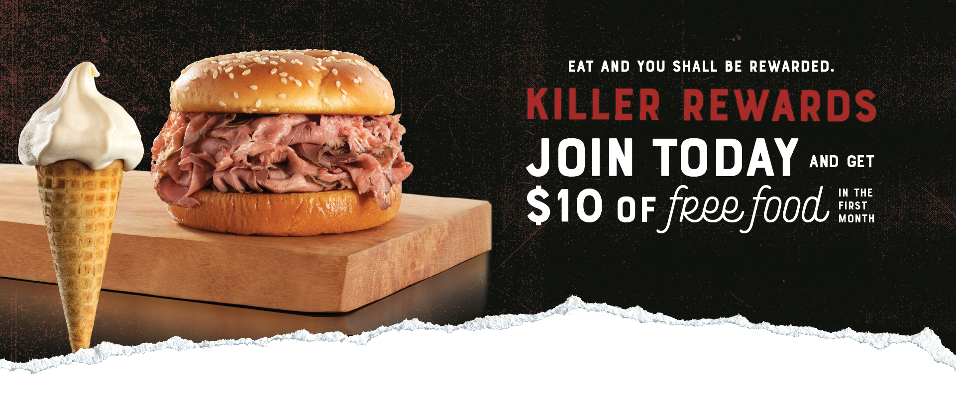 Eat and you shall be rewarded. Killer Rewards. Join today and get $10 of free food in the first month.